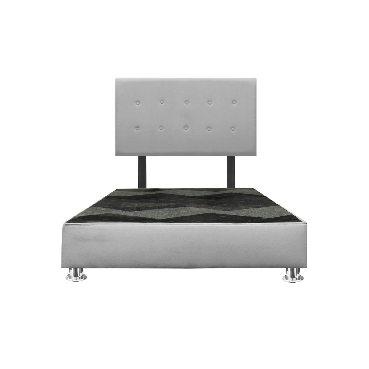 GENERICO - Cama tapizada Petal  P.cromadas - Queen gris claro