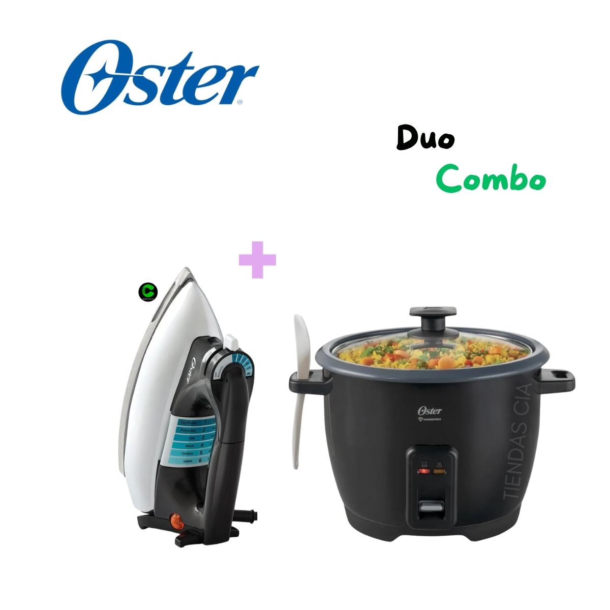 OSTER - Combo OSTER Olla Arrocera 1.8 L y Plancha Clásica