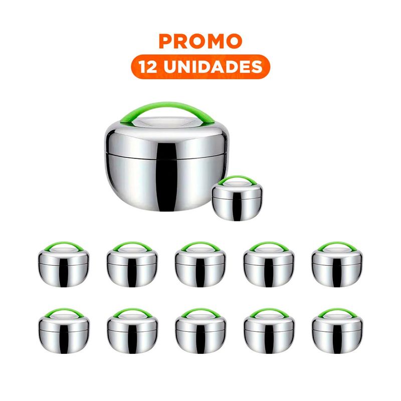 RYBIU IMPORT - Pack12 Fiambrera de Acero para Oficina en Verde y Plateado