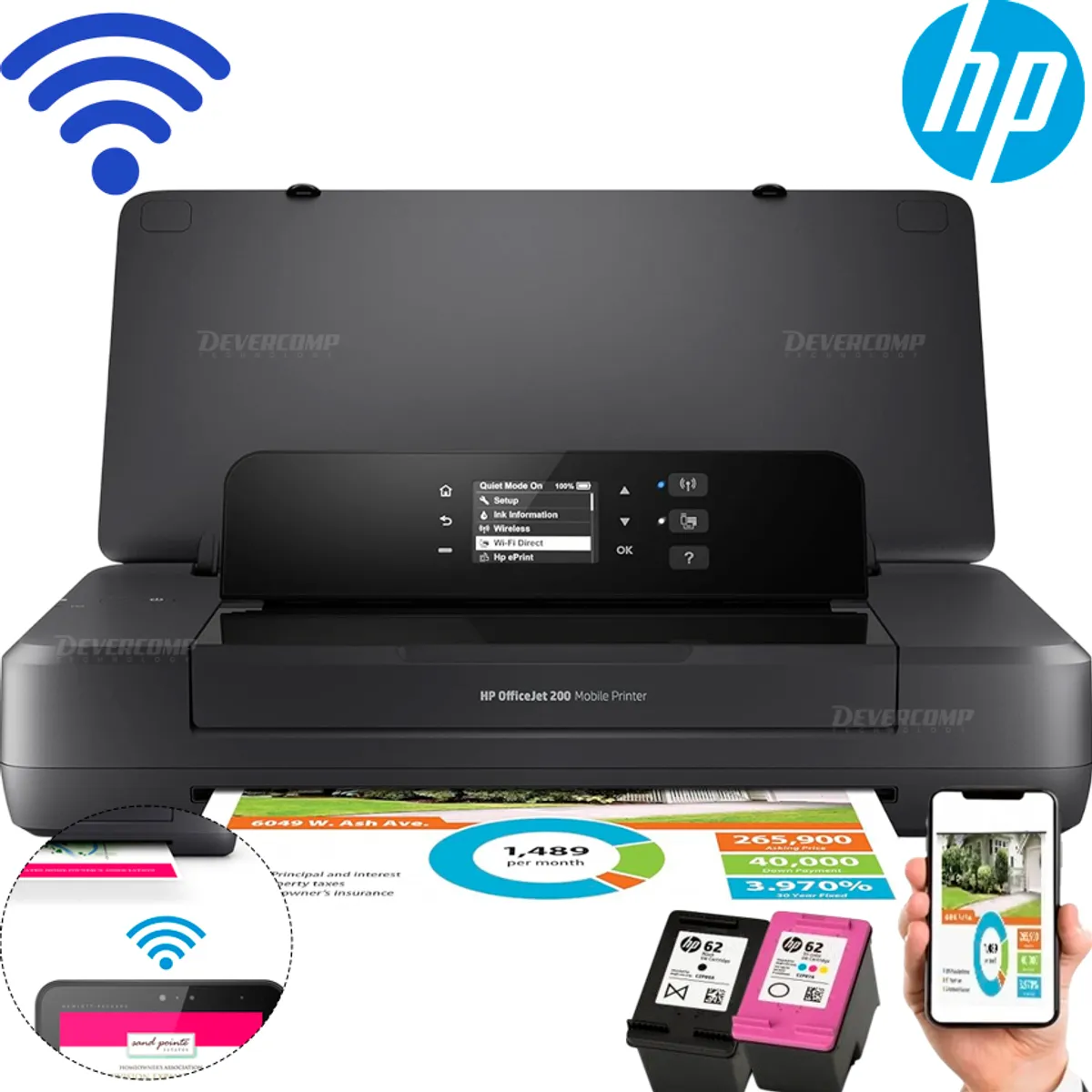 HP - Impresora Portátil HP OfficeJet 200 Bluetooth + Wi-Fi
