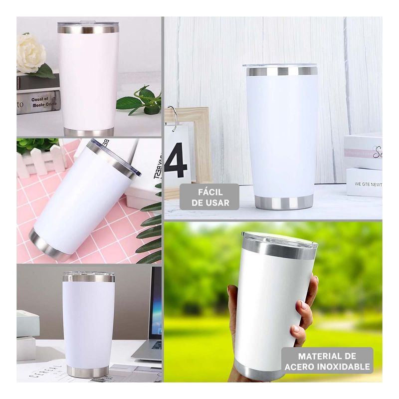 RYBIU IMPORT - Vaso Termo con Tapa con Chupon 600ml de Color Blanco