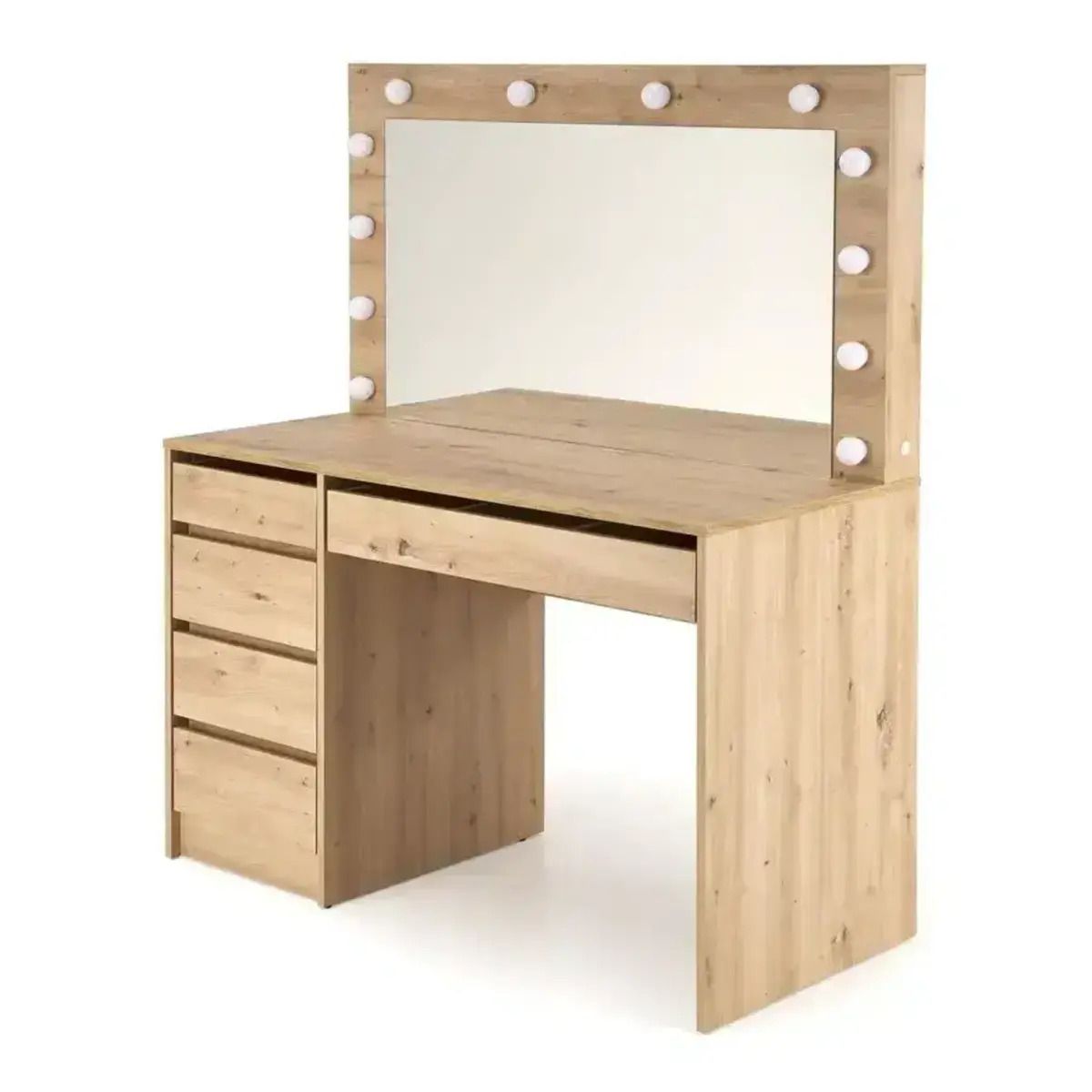 R&R MUEBLES - Tocador Moderno con Espejo y Luz LED Tatiana Marrón Claro R&R MUEBLES