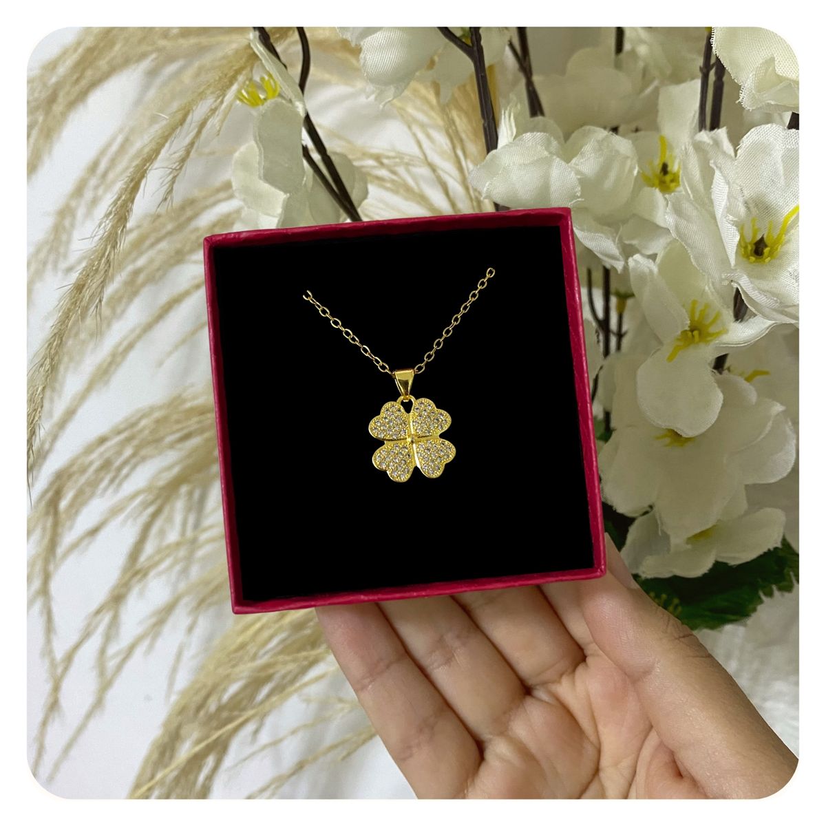 GENERICO - Collar Trébol 4 Hojas Buena Suerte Regalo Mamá Novia Acero Dorado