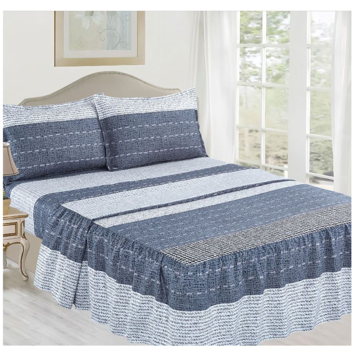 CASATEX - JUEGO DE SÁBANAS CON BLONDA CASATEX KING