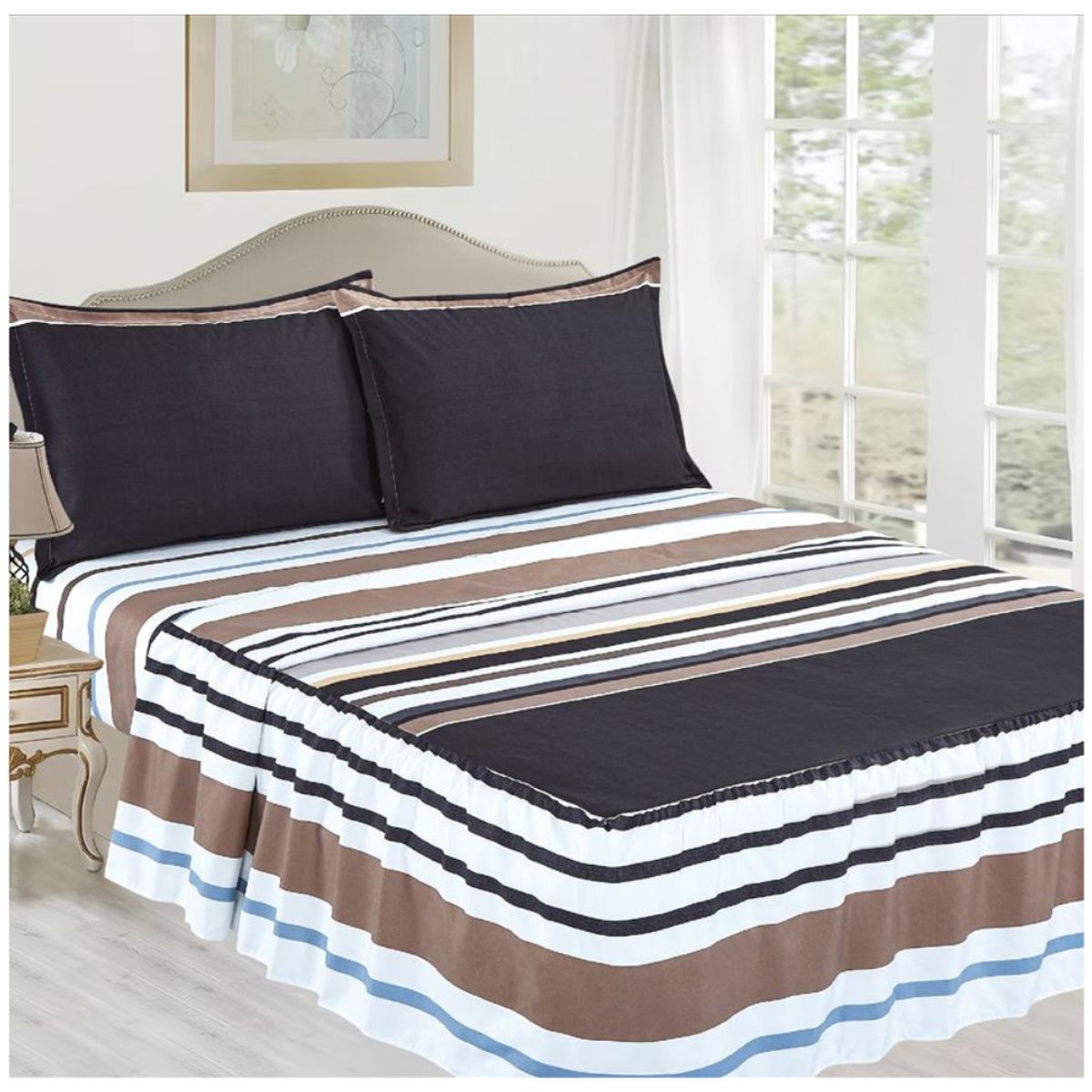 CASATEX - JUEGO DE SÁBANAS CON BLONDA CASATEX QUEEN