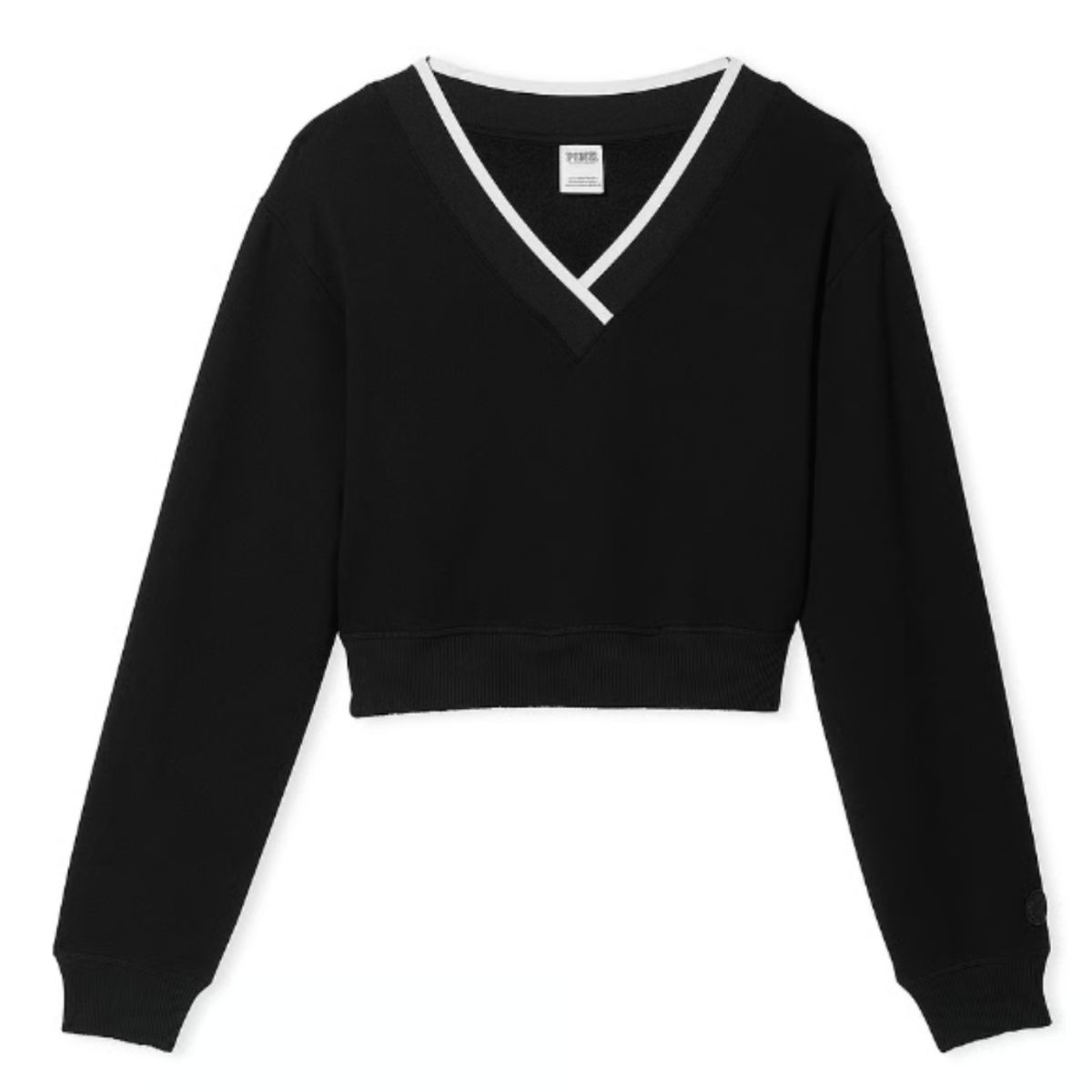 PINK - POLERA JERSEY PINK  CROP NEGRO XL