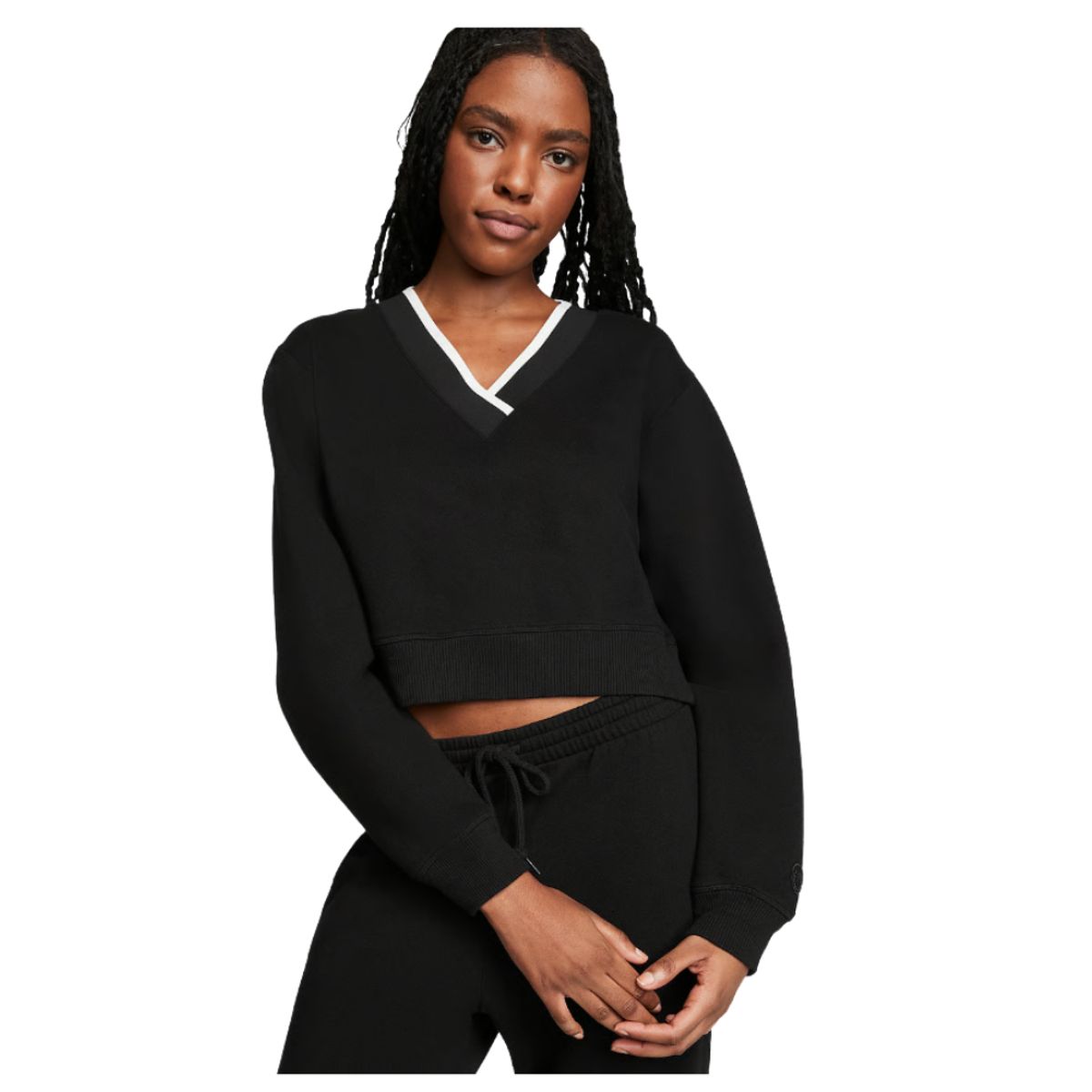 PINK - POLERA JERSEY PINK  CROP NEGRO XL