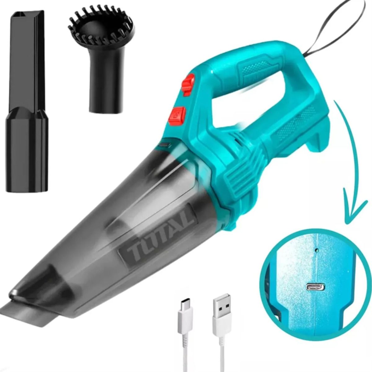 TOTAL TOOLS - Aspiradora de mano TOTAL TVLI2026 recargable inalambrica 2000mAh