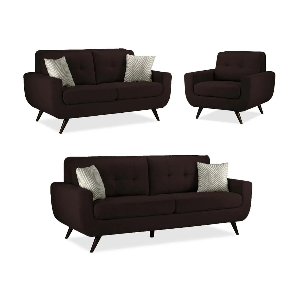 FABIANI HOME - Juego de Sala Emilia 3-2-1 Café