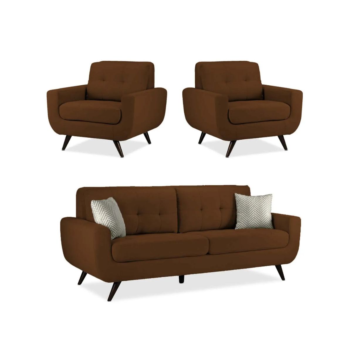 FABIANI HOME - Juego de Sala Emilia 3-1-1 Marron