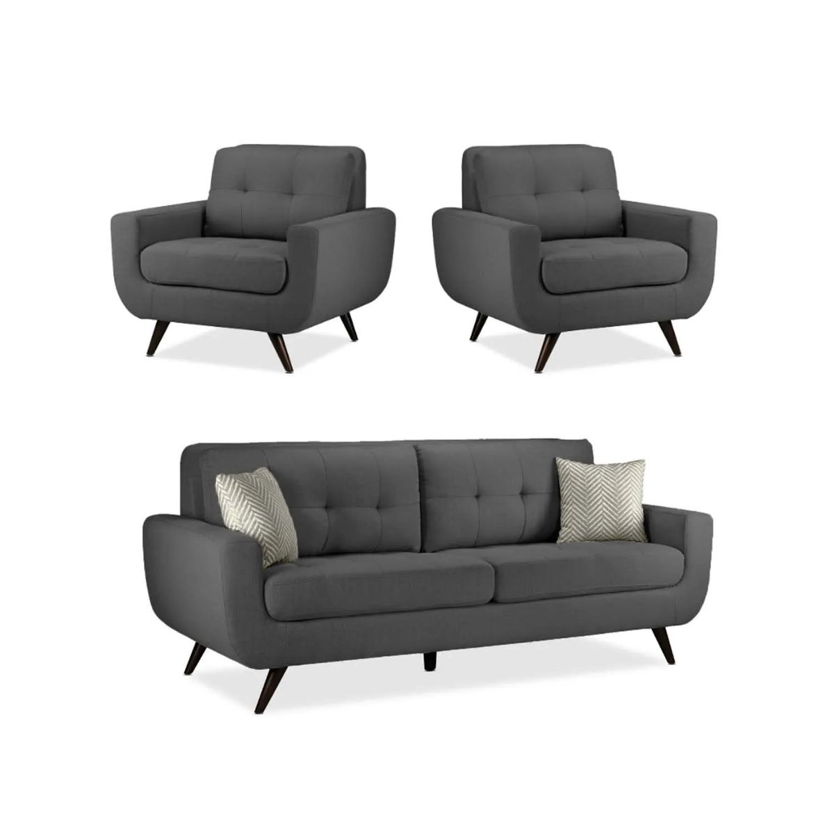 FABIANI HOME - Juego de Sala Emilia 3-1-1 Gris osc