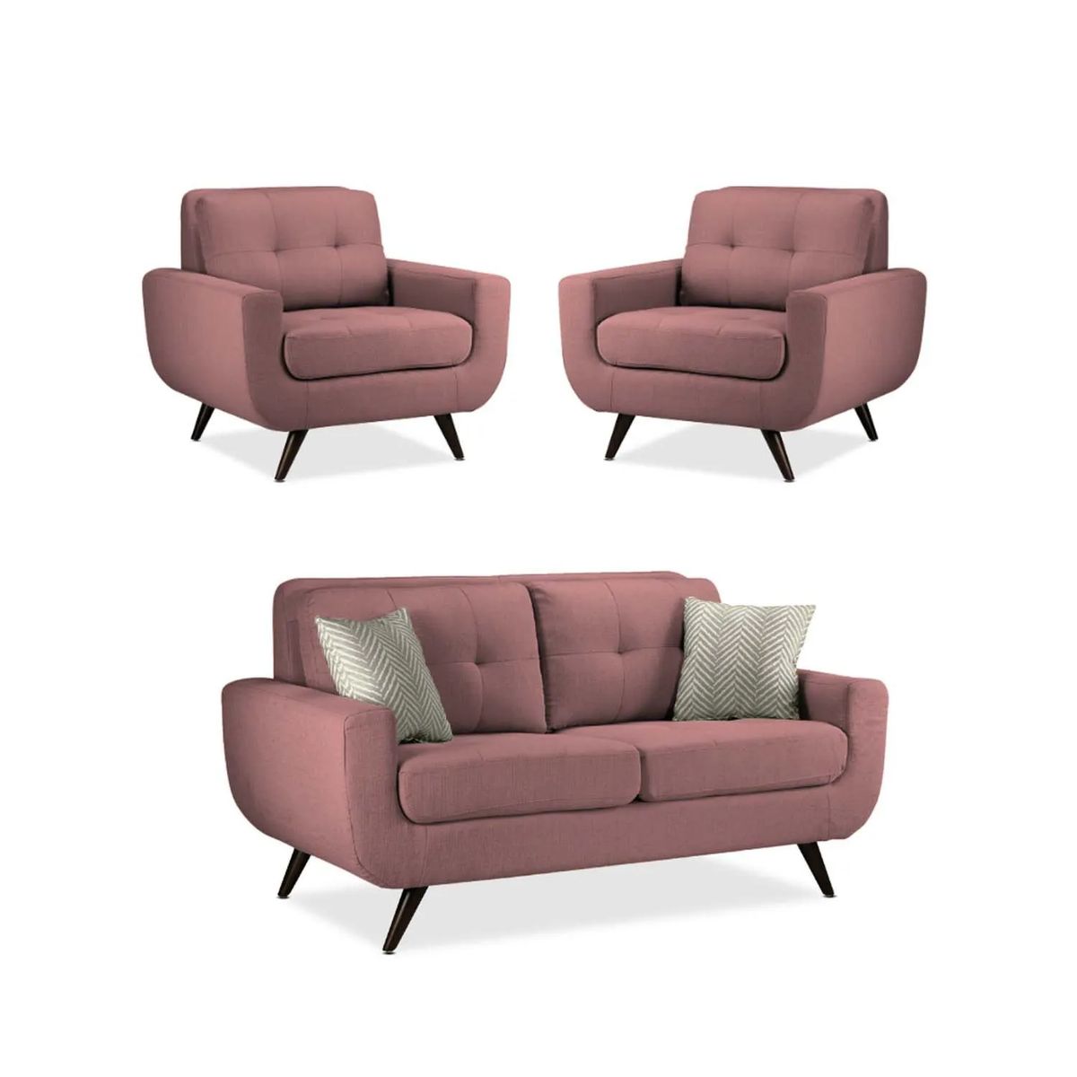 FABIANI HOME - Juego de Sala Emilia 2-1-1 Palo Rosa