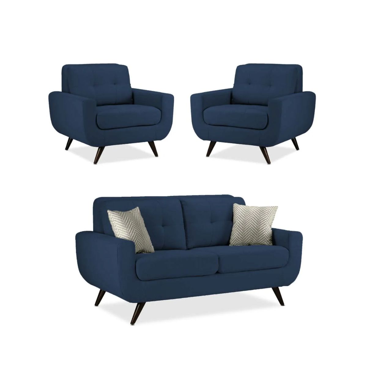 FABIANI HOME - Juego de Sala Emilia 2-1-1 Azul osc