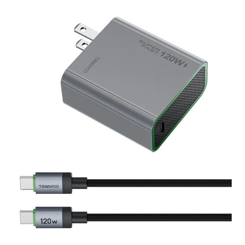 TRANYOO - Cargador 120W Ultra Rápido USB-C GaN Universal para Celulares y Soporta laptops