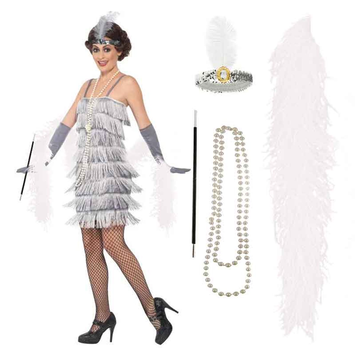 GENERICO - Juego de accesorios Charleston 4 productos (Blanco y Plata)