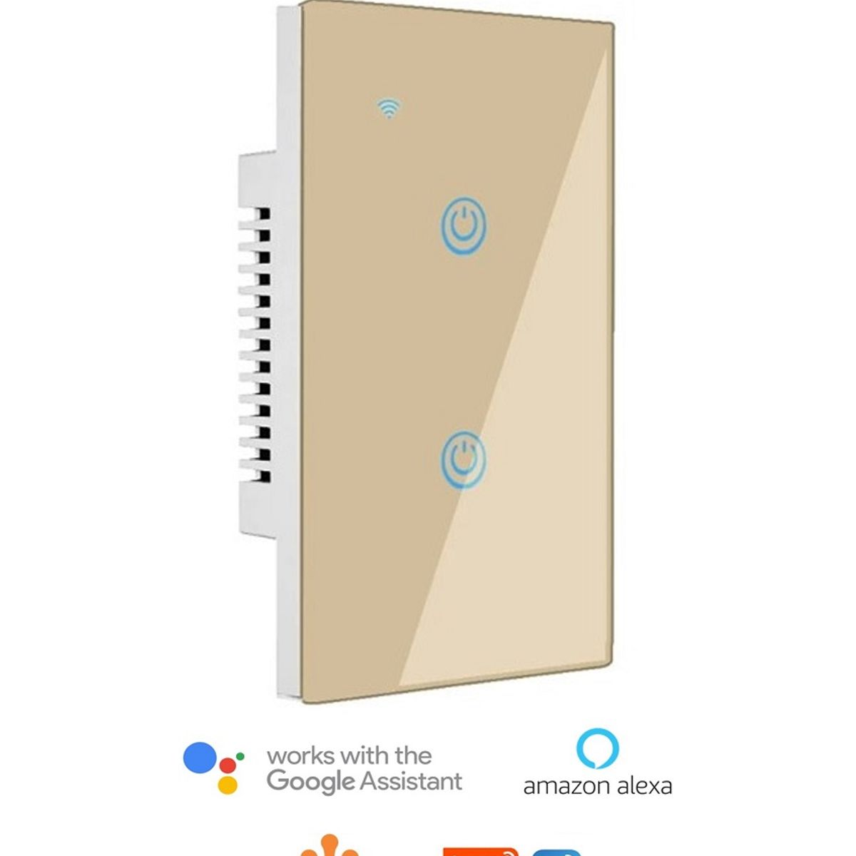 MADTRONIX - Interruptor Inteligente de Luz Doble Alexa y Google Sin Neutro Dorado