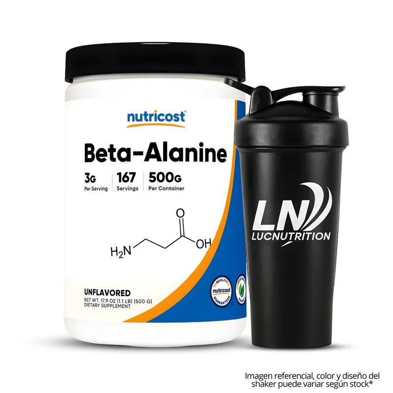 NUTRICOST - Beta Alanina Nutricost 500 g - 167 servicios Beta Alanine + Shaker