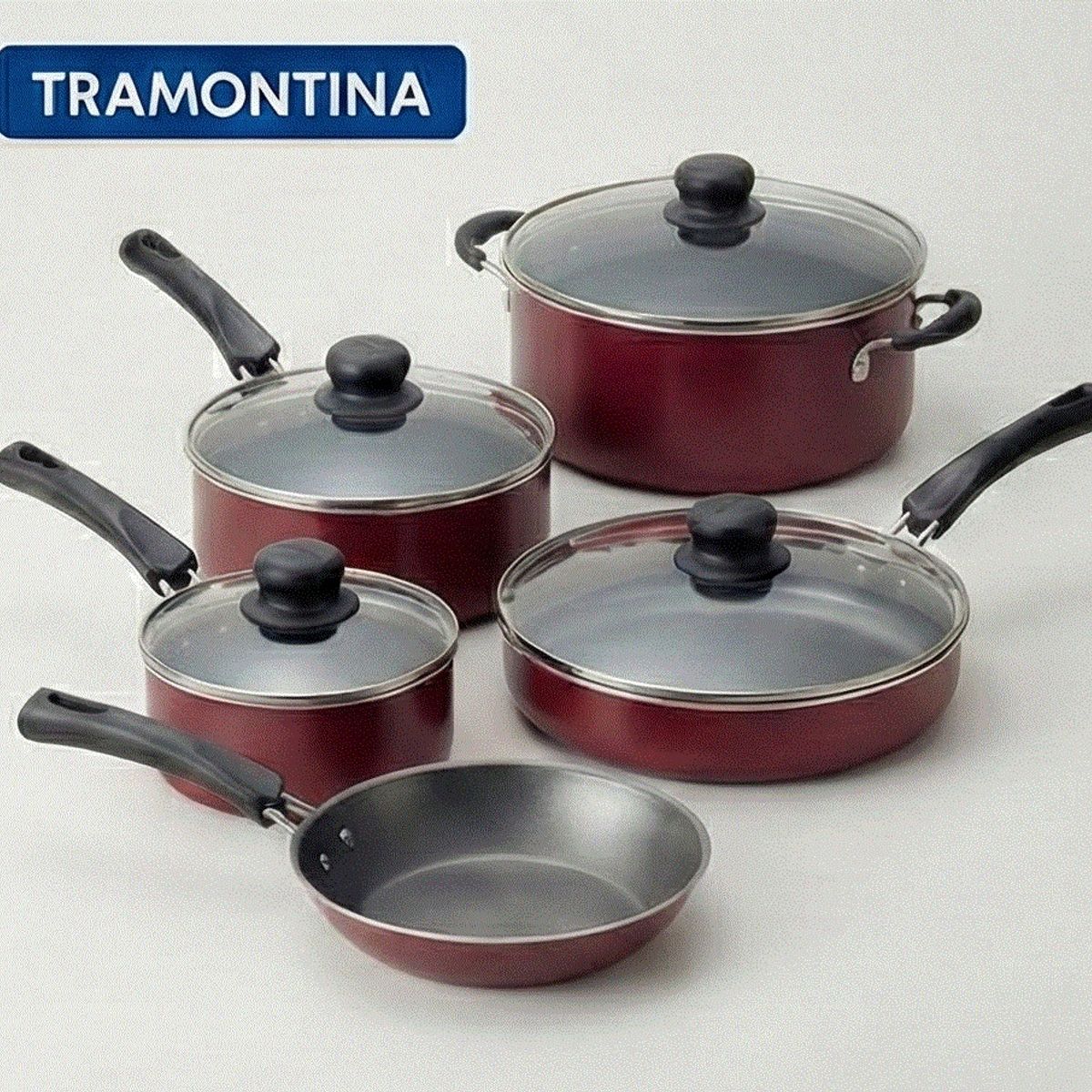 TRAMONTINA - Juego de Ollas 9 piezas Rojo Tramontina