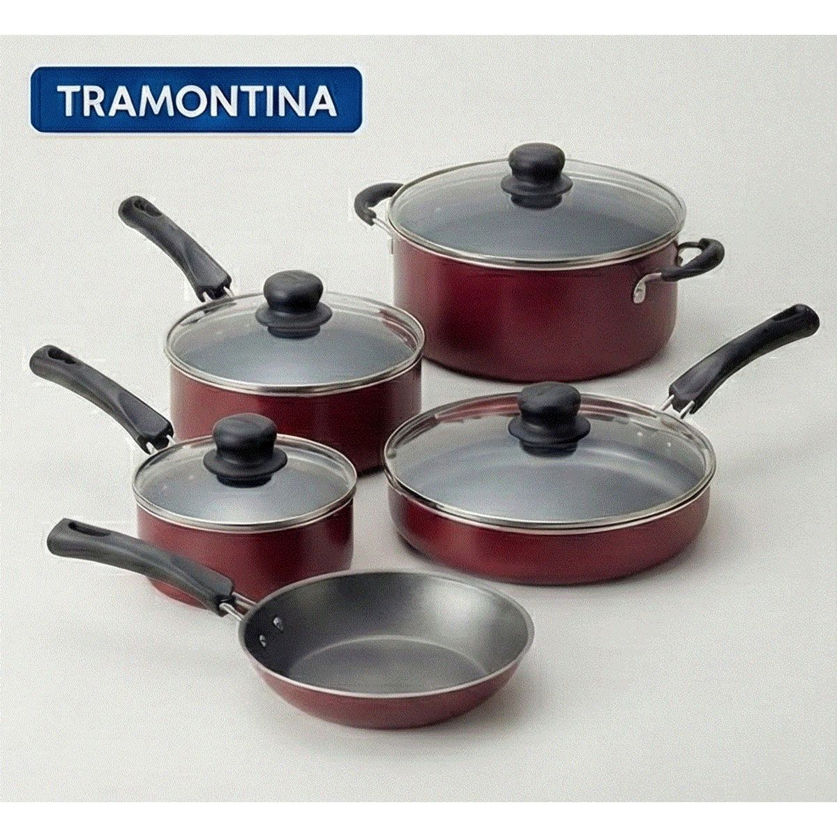 TRAMONTINA - Juego de Ollas 9 piezas Rojo Tramontina
