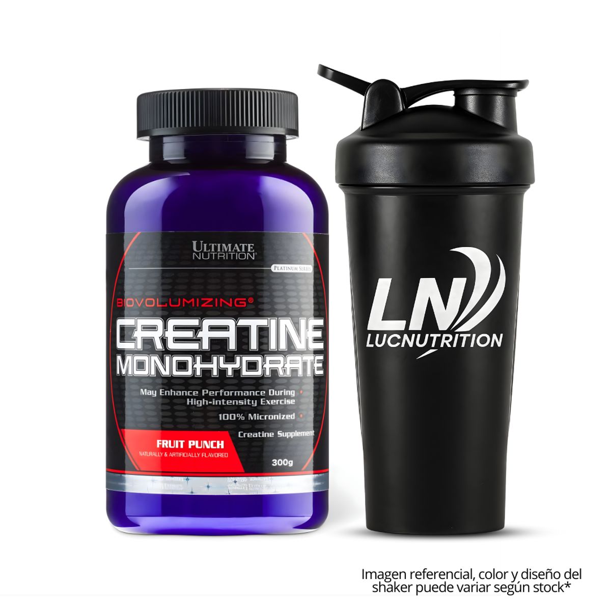 ULTIMATE NUTRITION - Creatina Ultimate nutrition 300 g - Creatina Monohidratada y Micronizada - Fruit Punch + Shaker