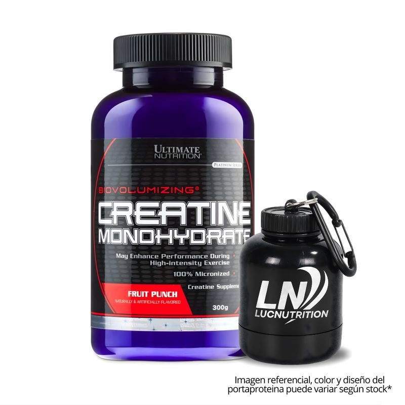 ULTIMATE NUTRITION - Creatina Ultimate nutrition 300 g - Monohidratada y Micronizada - Fruit Punch + Portaproteina