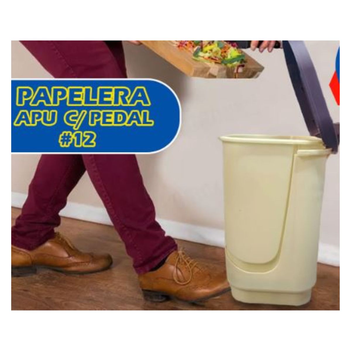 GENERICO - Set x 2 und Tachos de Basura Papelera con Pedal #12 / 7 Litros Crema