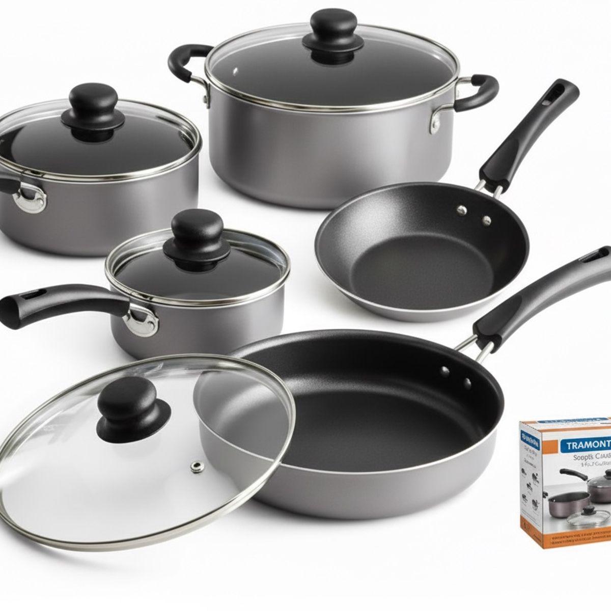 TRAMONTINA - Juego de Ollas 9 piezas Champagne Tramontina