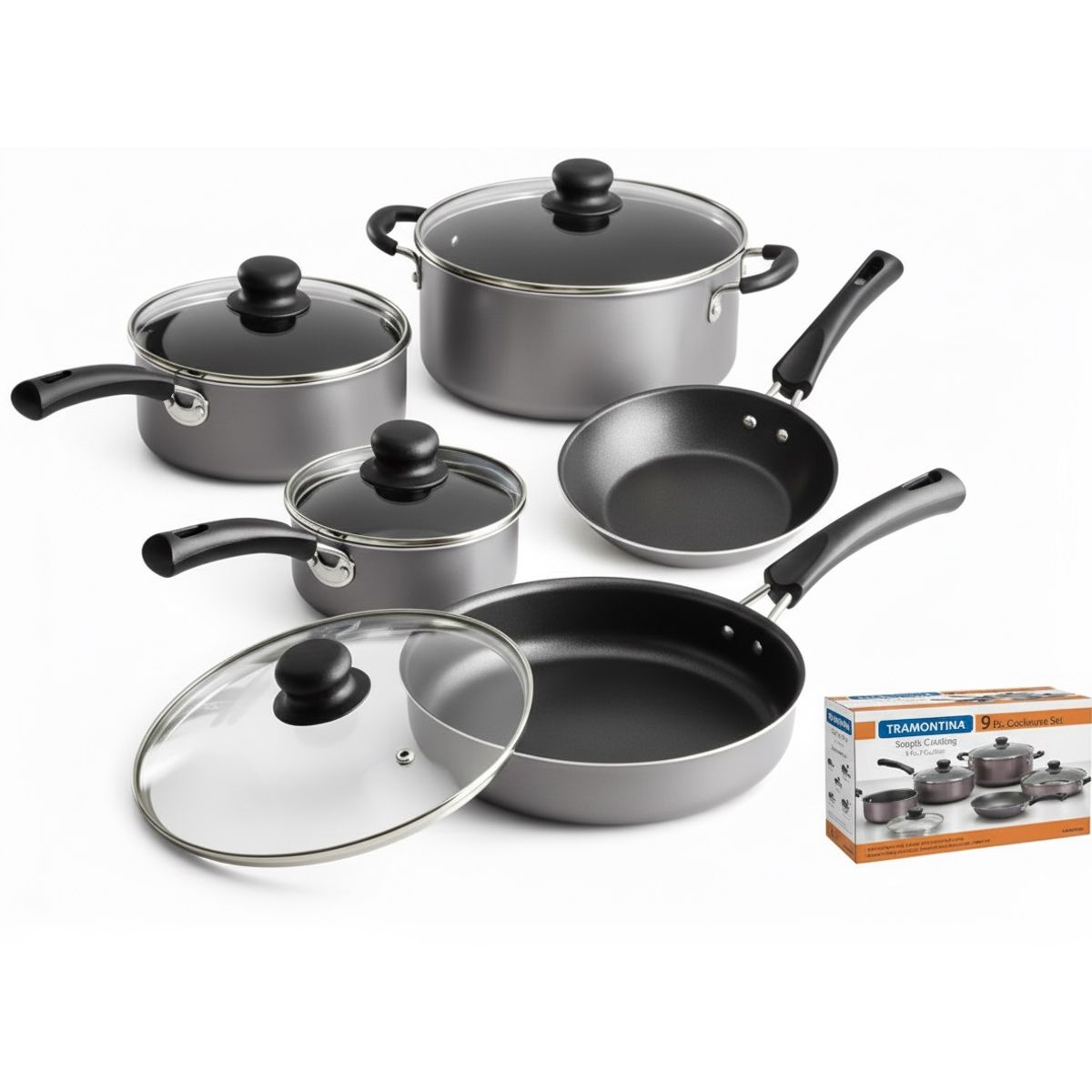 TRAMONTINA - Juego de Ollas 9 piezas Champagne Tramontina