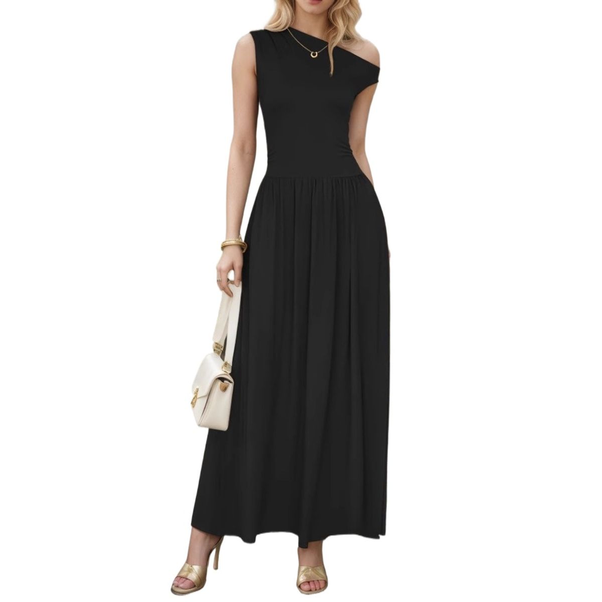 GIOIO - Vestido Mujer Casual Versátil y Cómodo Negro