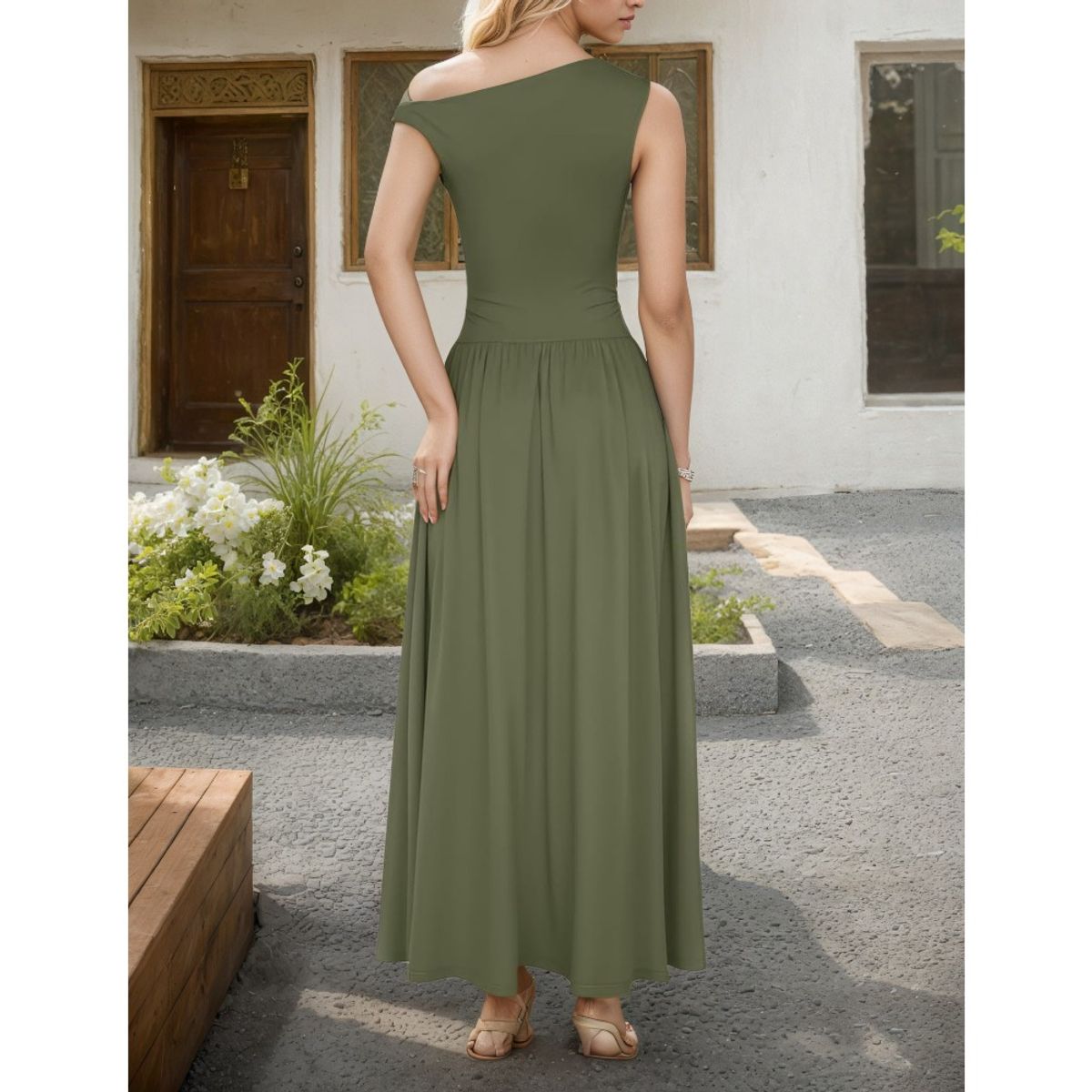 GIOIO - Vestido Mujer Casual Versátil y Cómodo Verde
