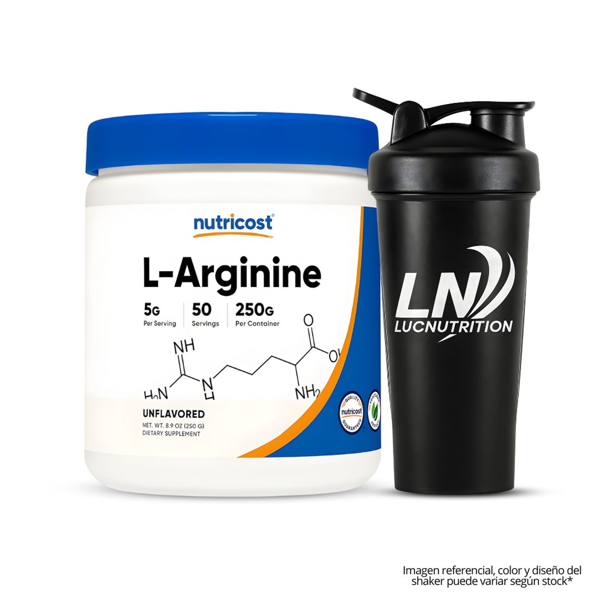 NUTRICOST - Arginina Nutricost - L Arginine Nutricost 250 g - 50 servicios + Shaker