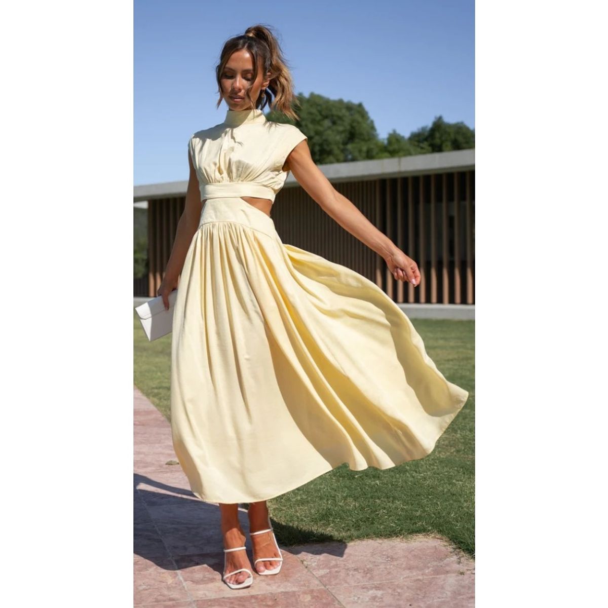 GIOIO - Vestido Mujer Casual Versátil y Cómodo Amarillo