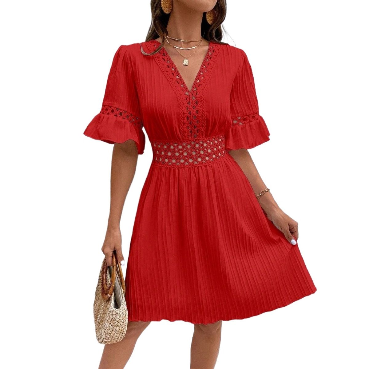 GIOIO - Vestido Mujer Casual Versátil y Cómodo Rojo