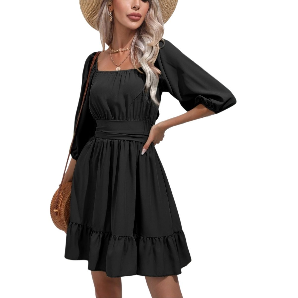 GIOIO - Vestido Mujer Casual Versátil y Cómodo Negro