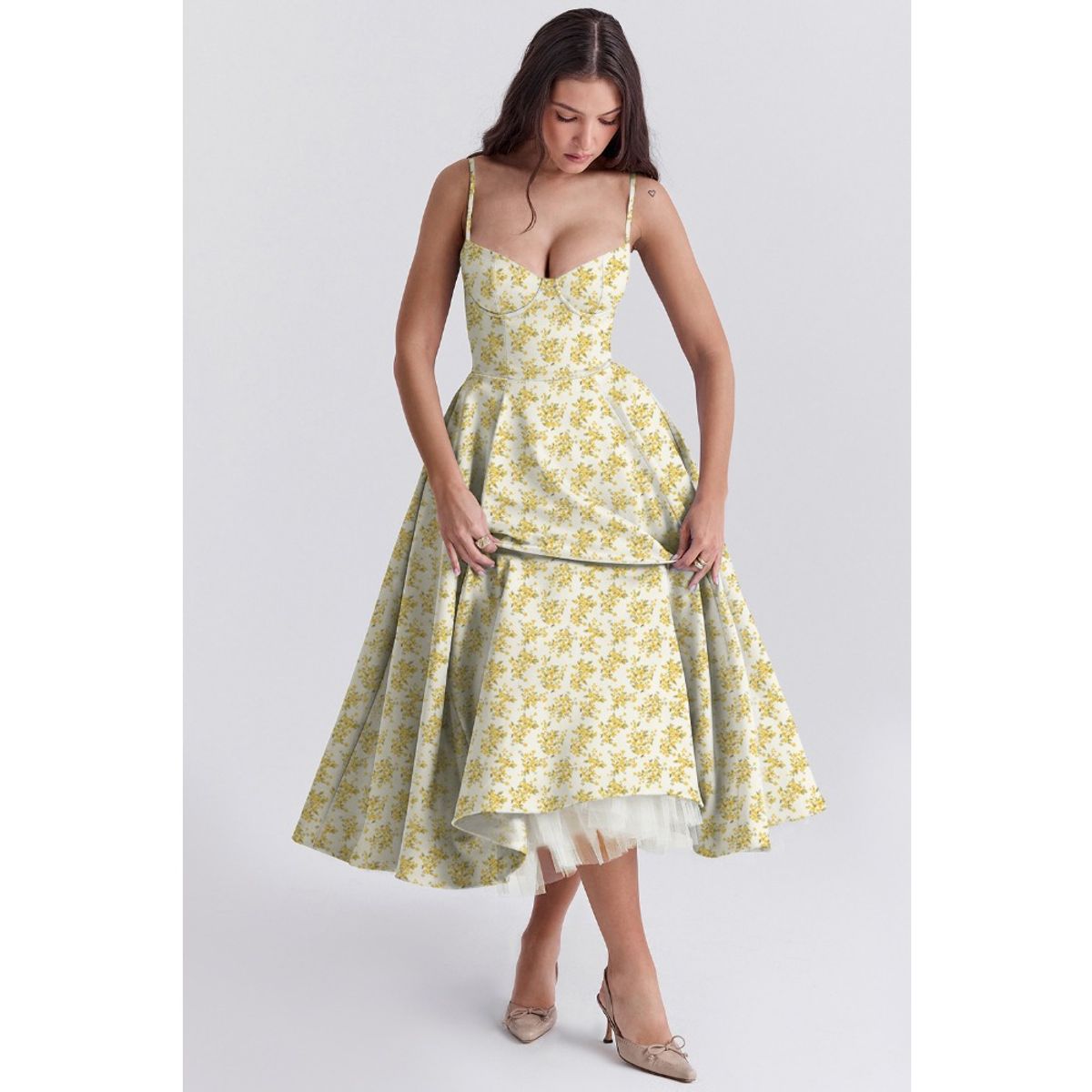 GIOIO - Vestido Mujer Casual Versátil y Cómodo Amarillo