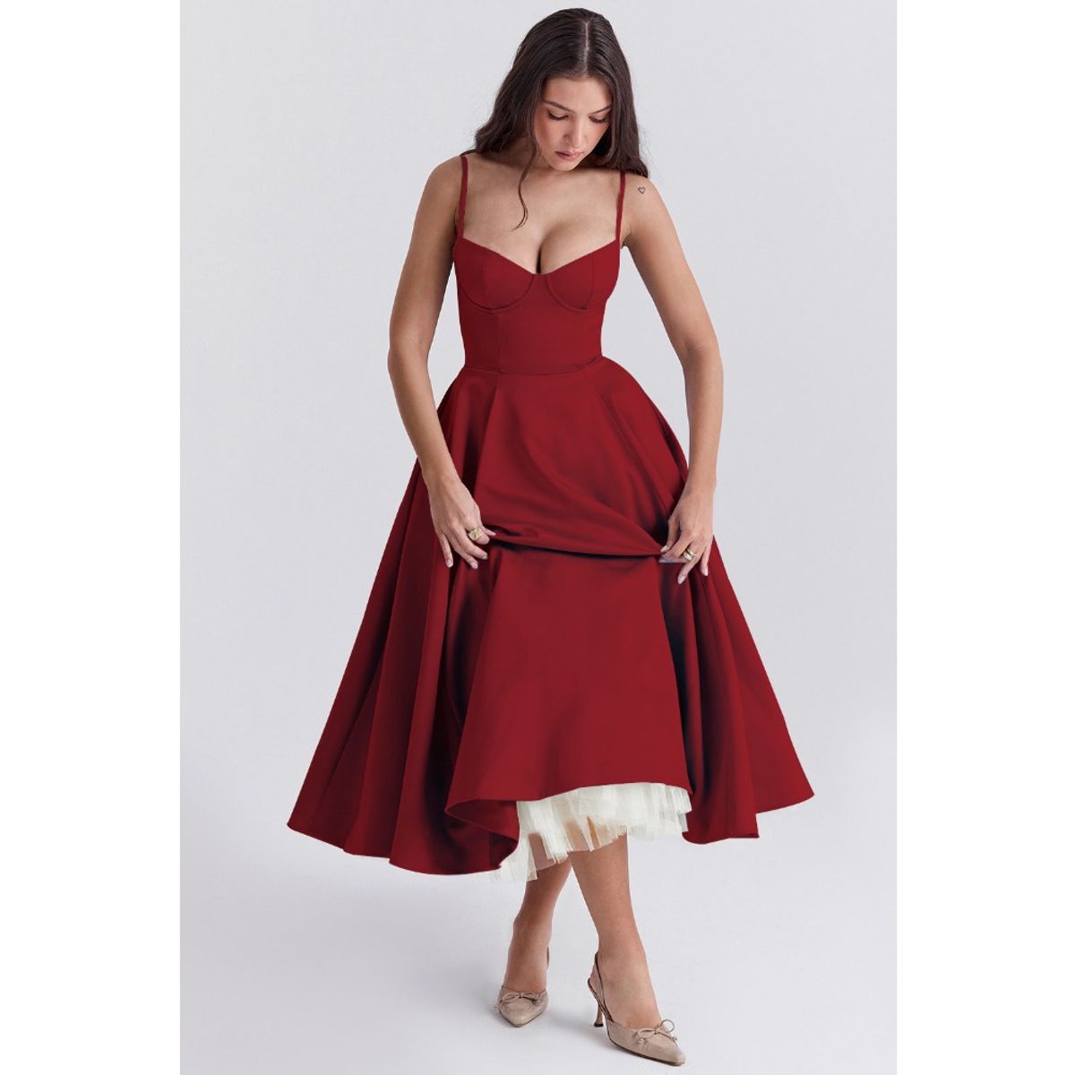 GIOIO - Vestido Mujer Casual Versátil y Cómodo Rojo
