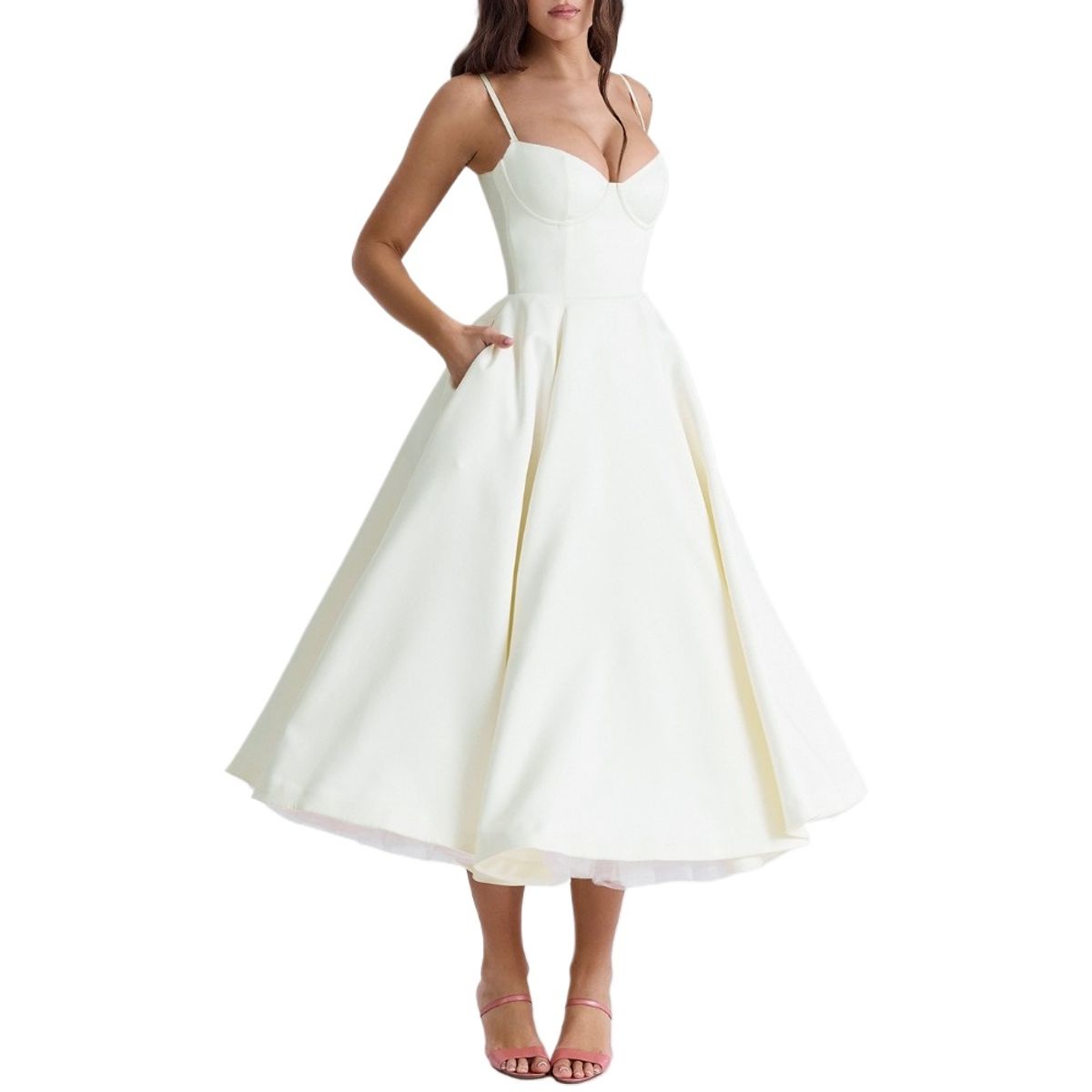 GIOIO - Vestido Mujer Casual Versátil y Cómodo Blanco