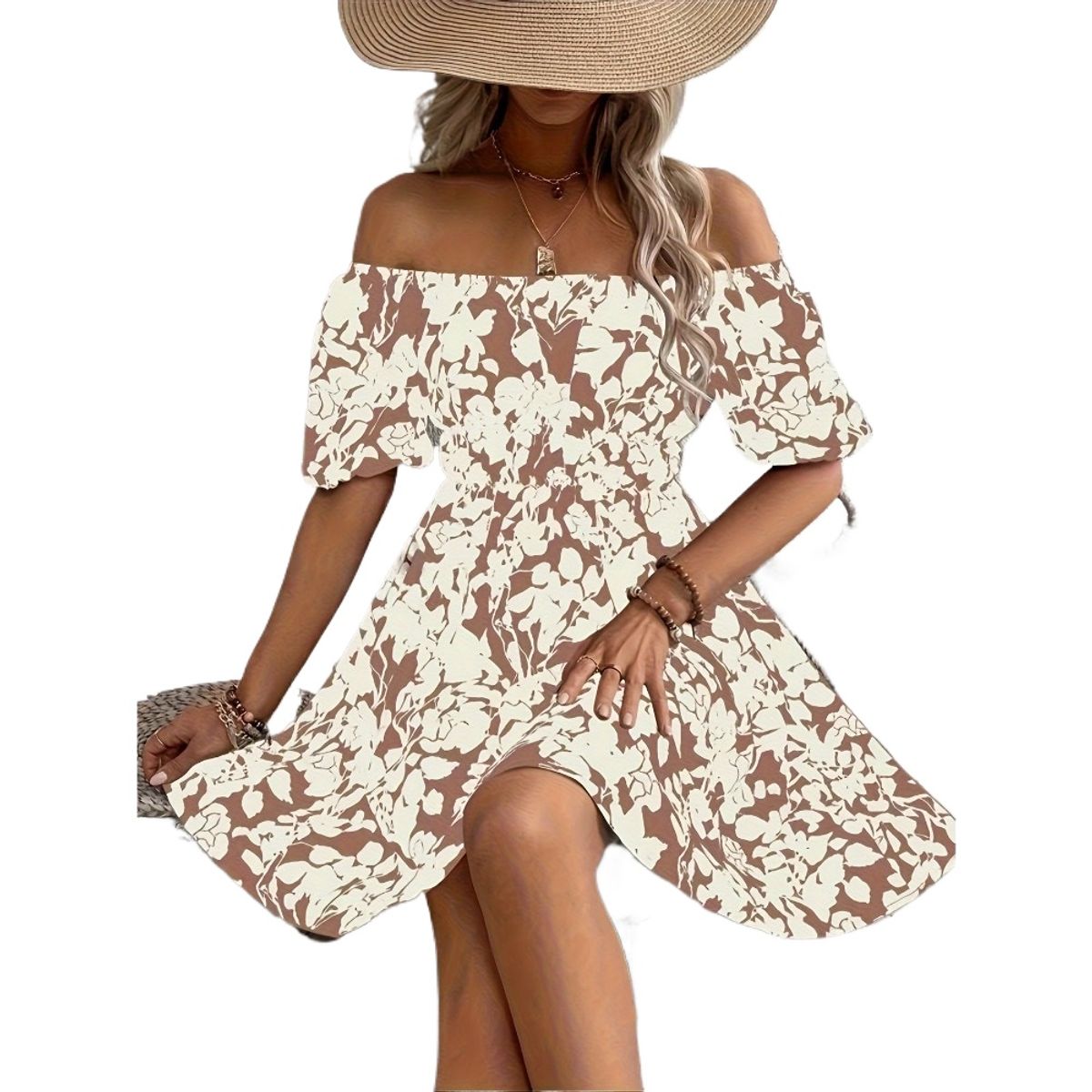 GIOIO - Vestido Mujer Casual Versátil y Cómodo Beige