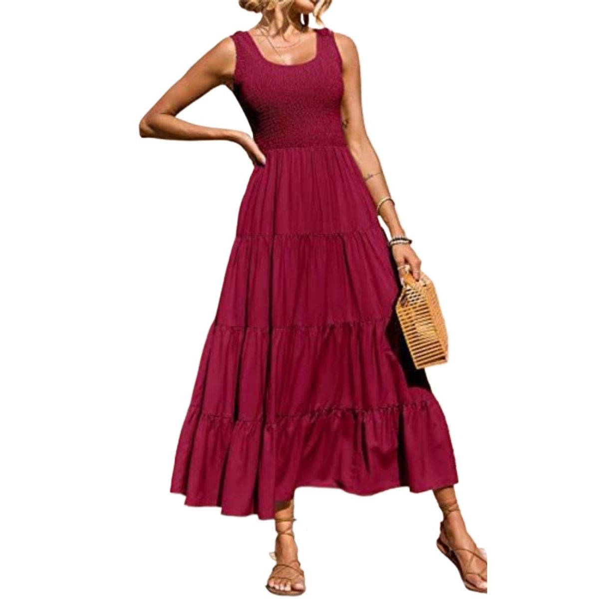 GIOIO - Vestido Mujer Casual Versátil y Cómodo Rojo