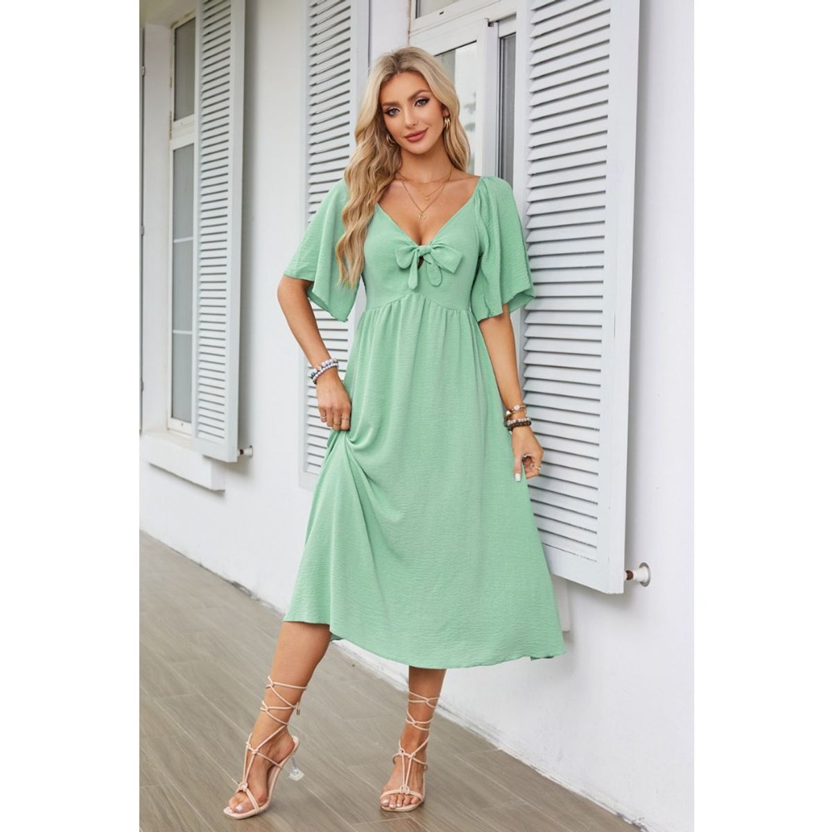 GIOIO - Vestido Mujer Casual Versátil y Cómodo Verde