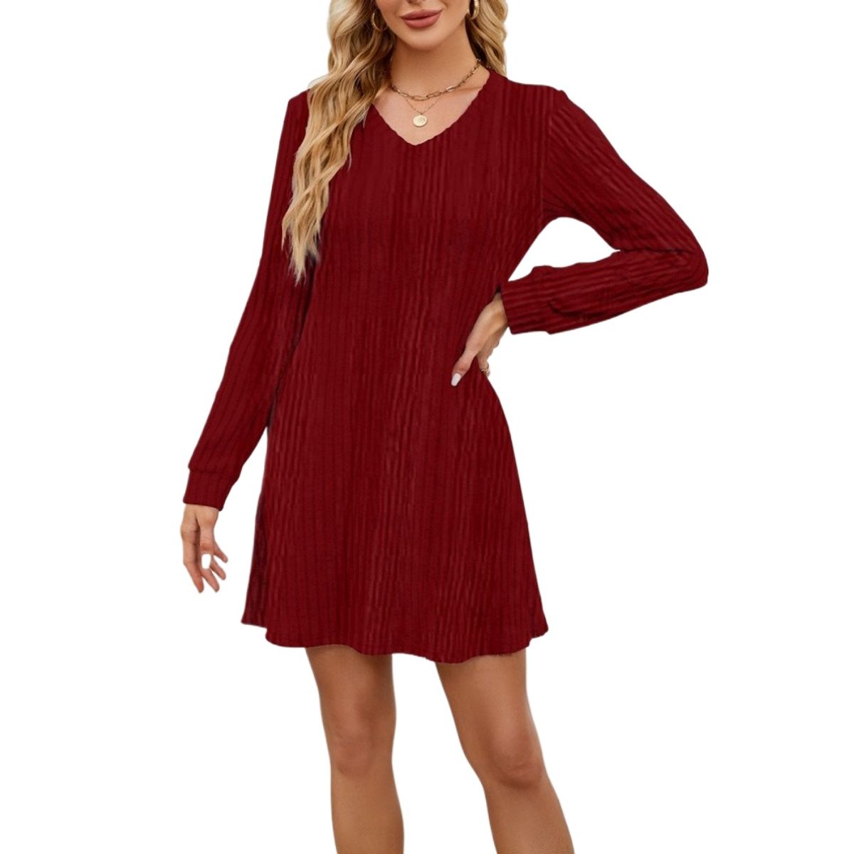 GIOIO - Vestido Mujer Casual Versátil y Cómodo Rojo