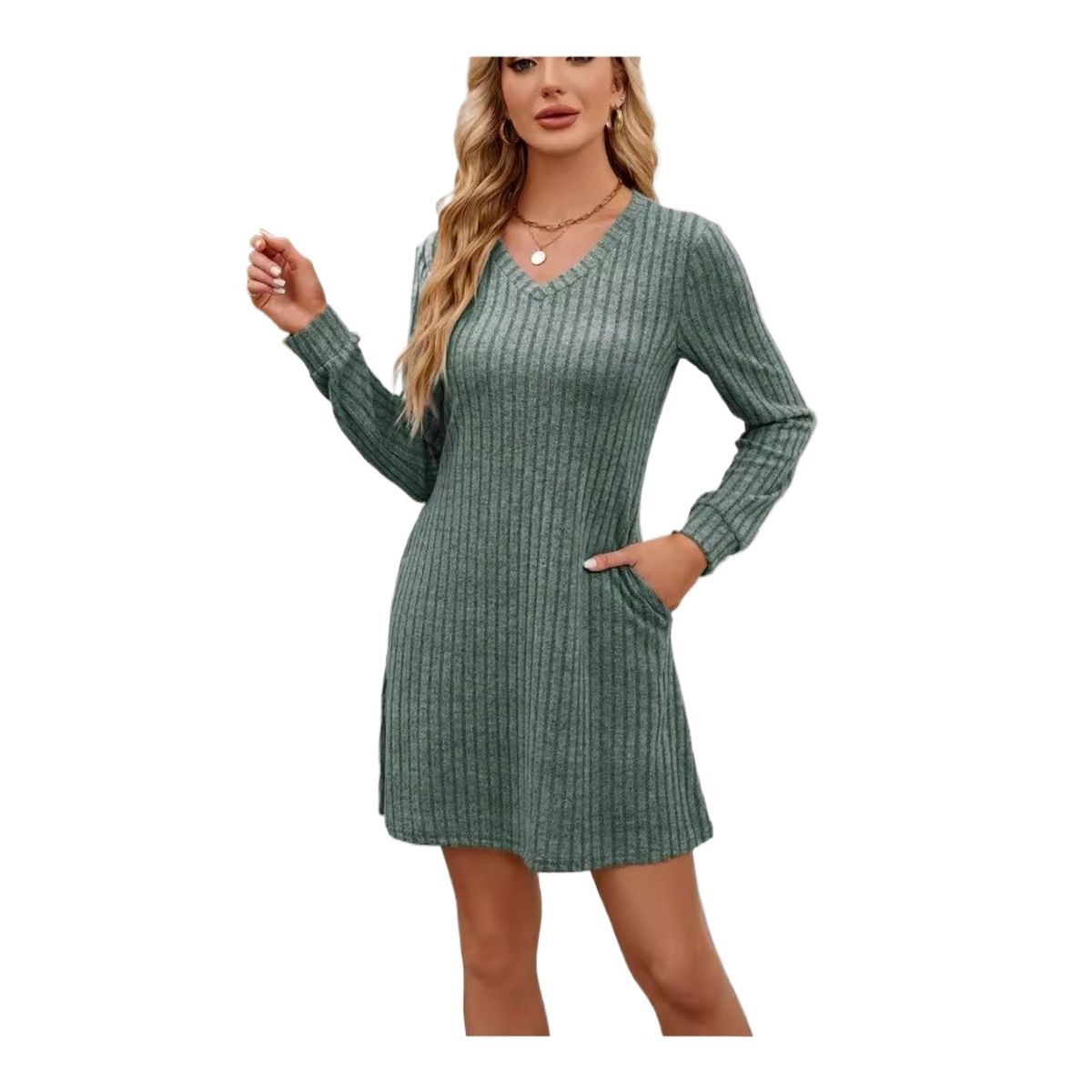 GIOIO - Vestido Mujer Casual Versátil y Cómodo Verde