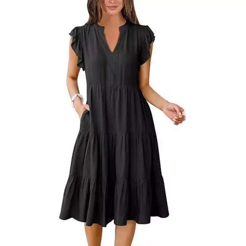 GIOIO - Vestido Mujer Casual Versátil y Cómodo Negro