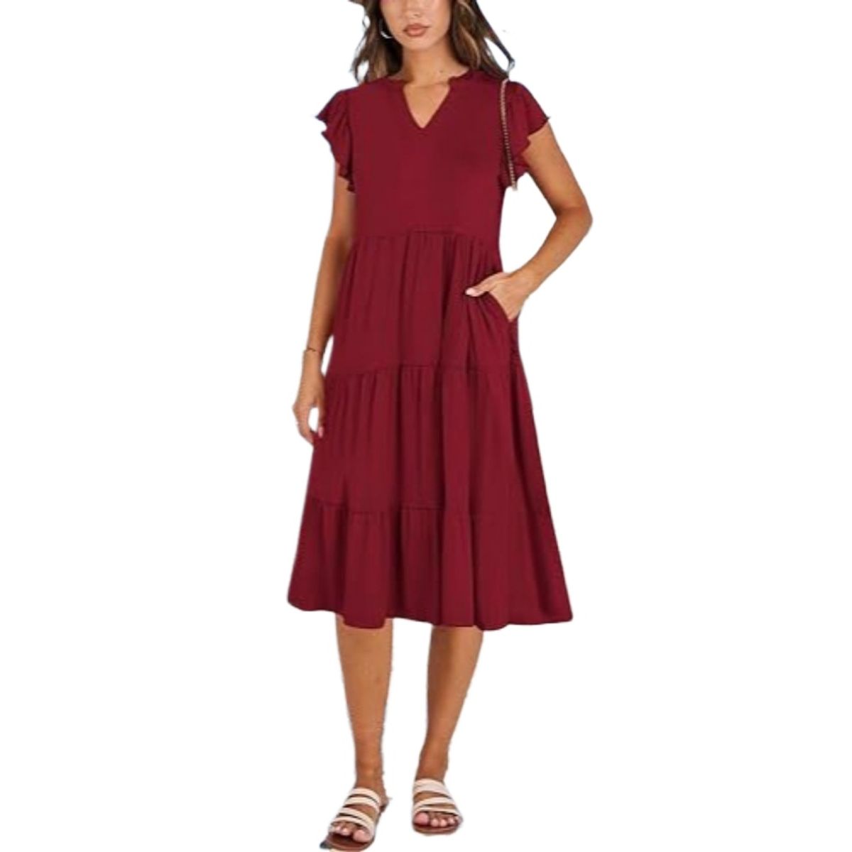 GIOIO - Vestido Mujer Casual Versátil y Cómodo Rojo