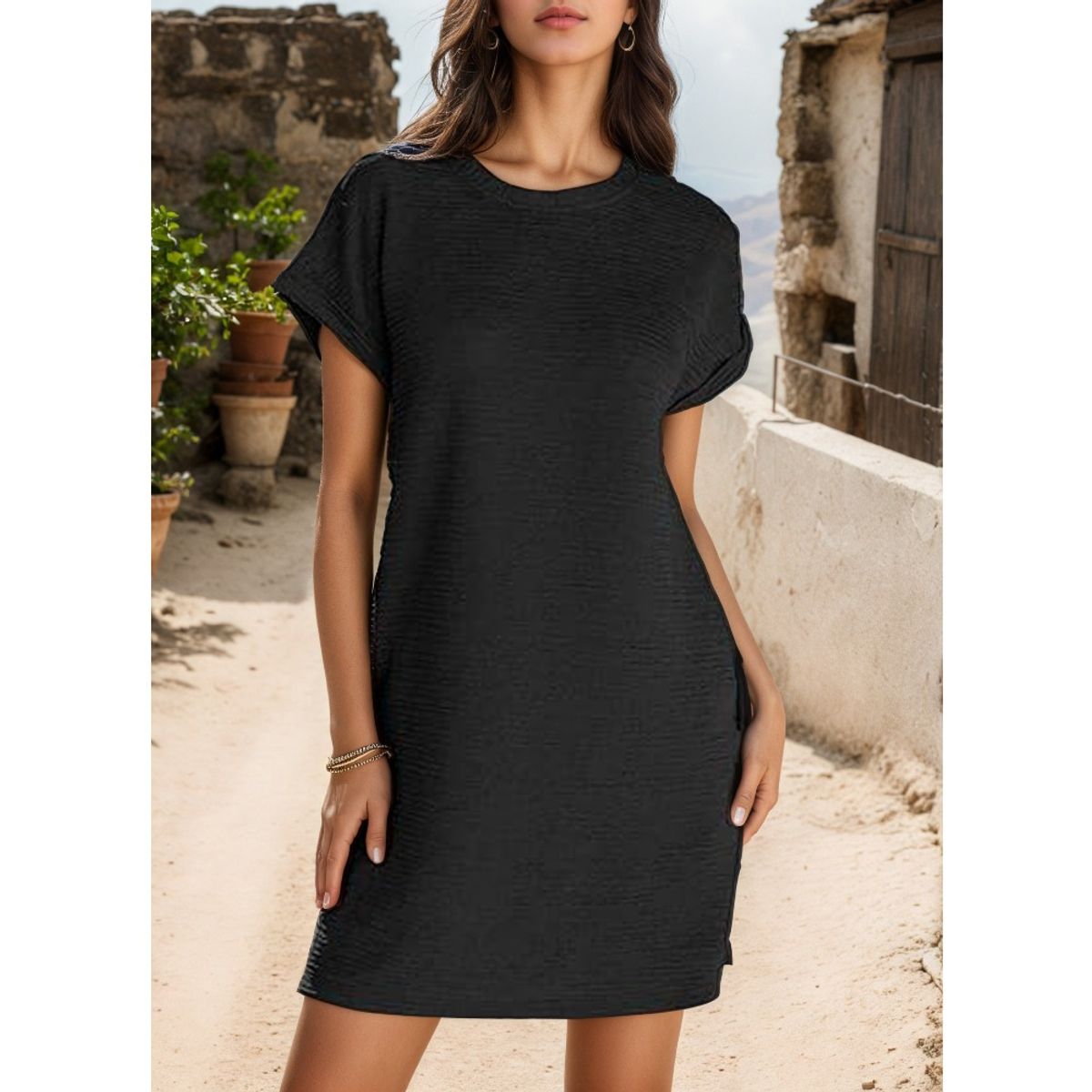 GIOIO - Vestido Mujer Casual Versátil y Cómodo Negro