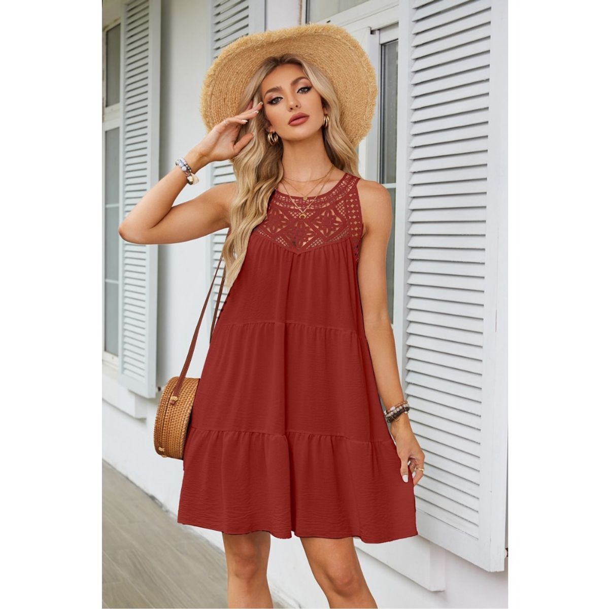 GIOIO - Vestido Mujer Casual Versátil y Cómodo Rojo