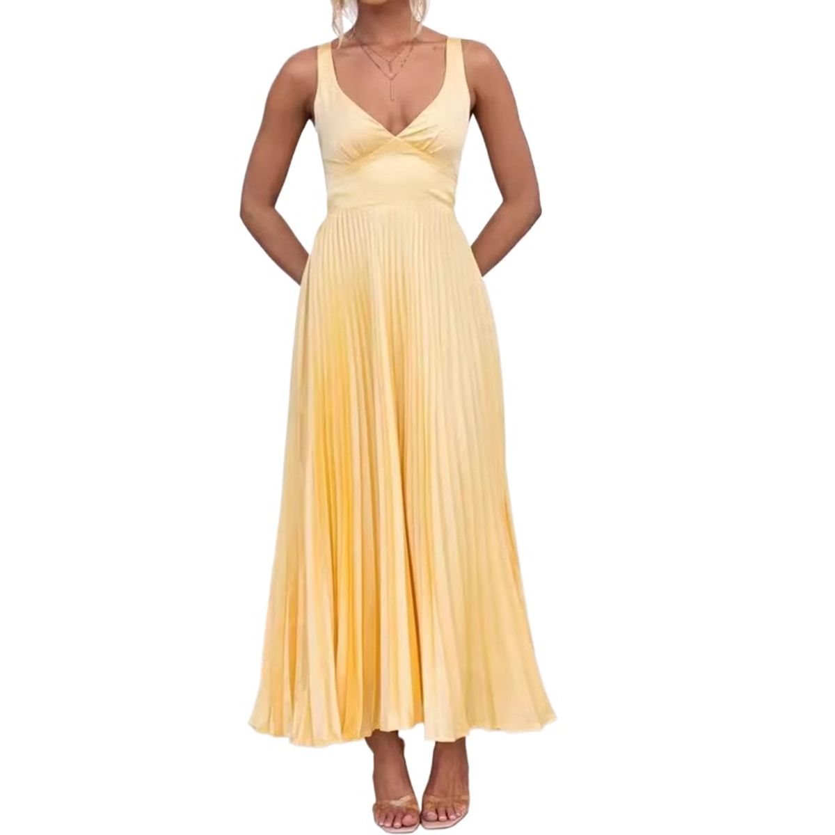 GIOIO - Vestido Mujer Casual Versátil y Cómodo Amarillo