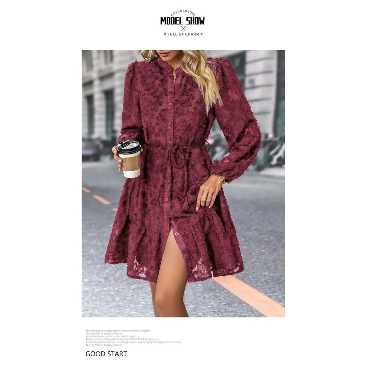 GIOIO - Vestido Mujer Casual Versátil y Cómodo Rojo