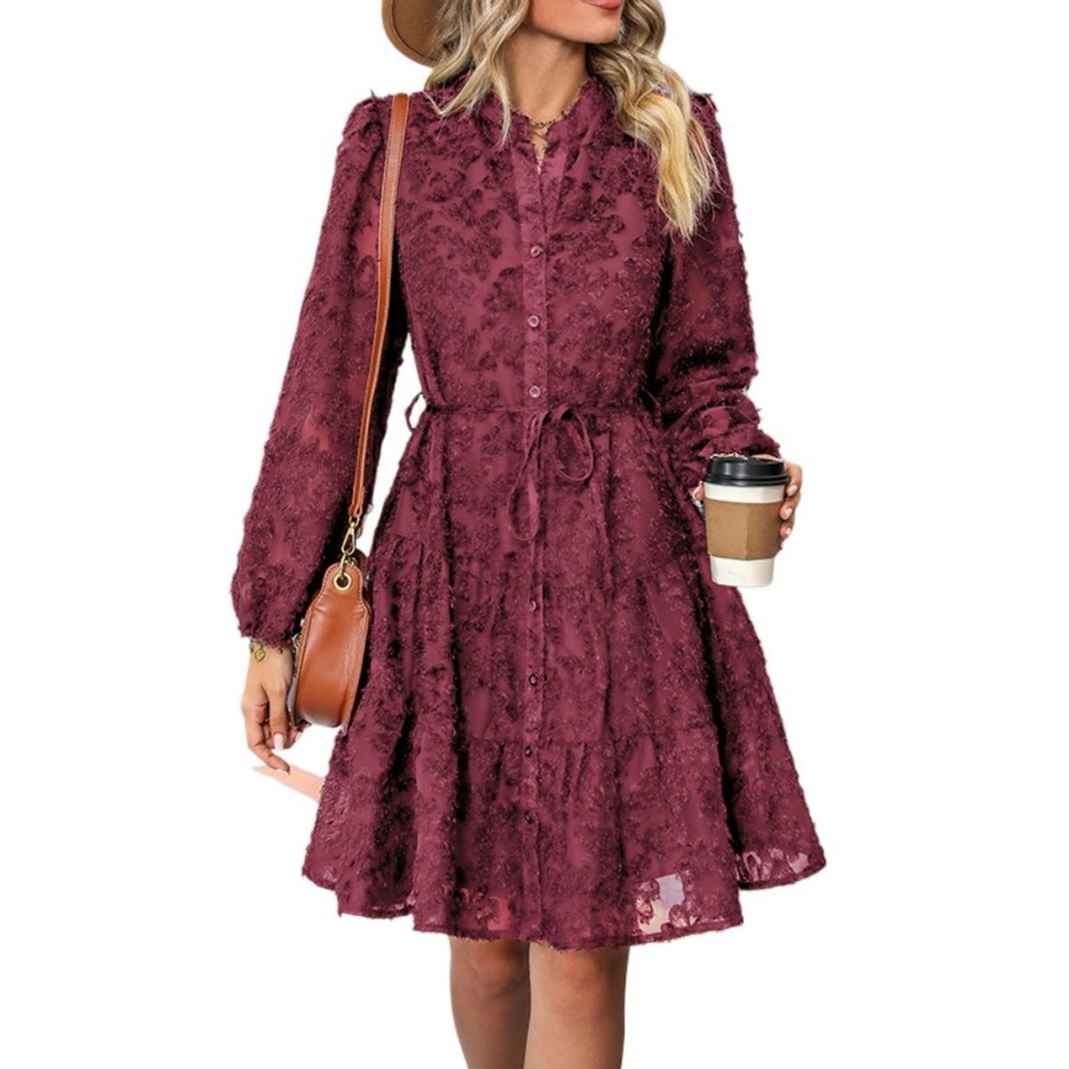 GIOIO - Vestido Mujer Casual Versátil y Cómodo Rojo