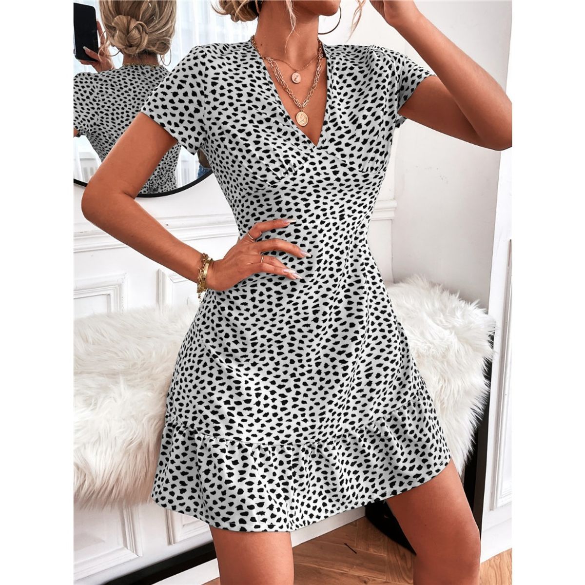 GIOIO - Vestido Mujer Casual Versátil y Cómodo Blanco